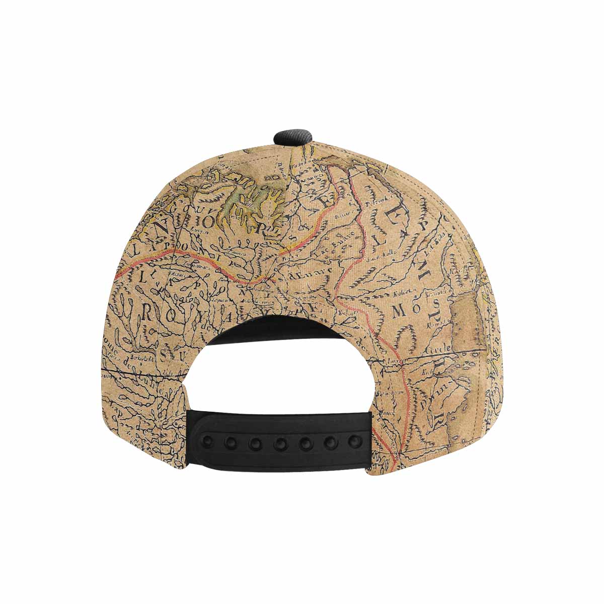 Antique Map design mens or womens deep snapback cap, trucker hat, Design 42