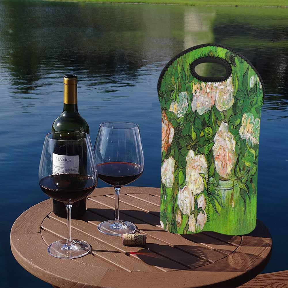 Vintage floral 2 bottle wine bag, Design 06
