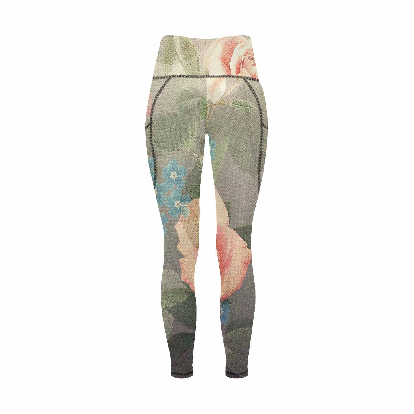 Floral 2, active wear leggings, outside surge, design 25