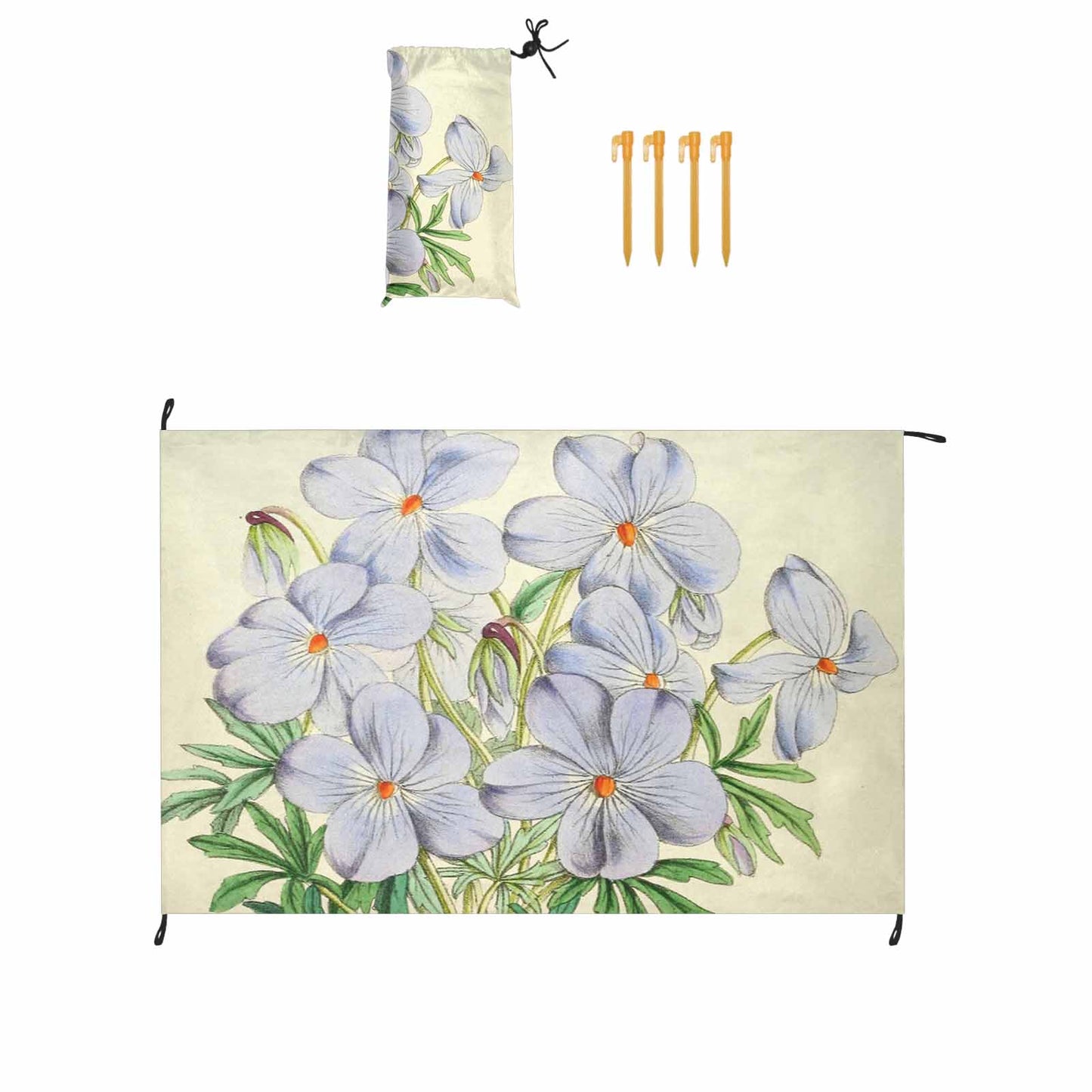 Vintage Floral waterproof picnic mat, 81 x 55in, Design 13
