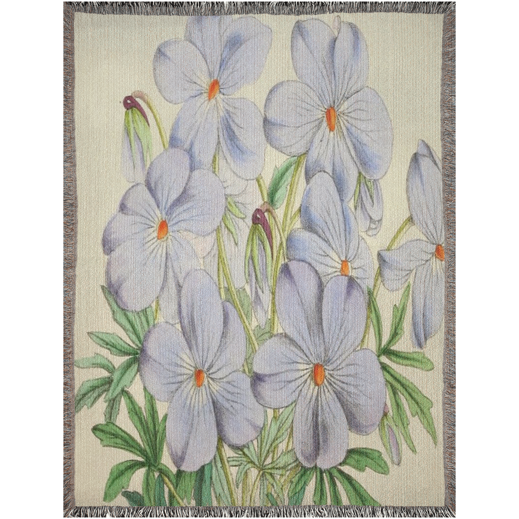 100% cotton Vintage Floral design woven blanket, 50 x 60 or 60 x 80in, Design 13