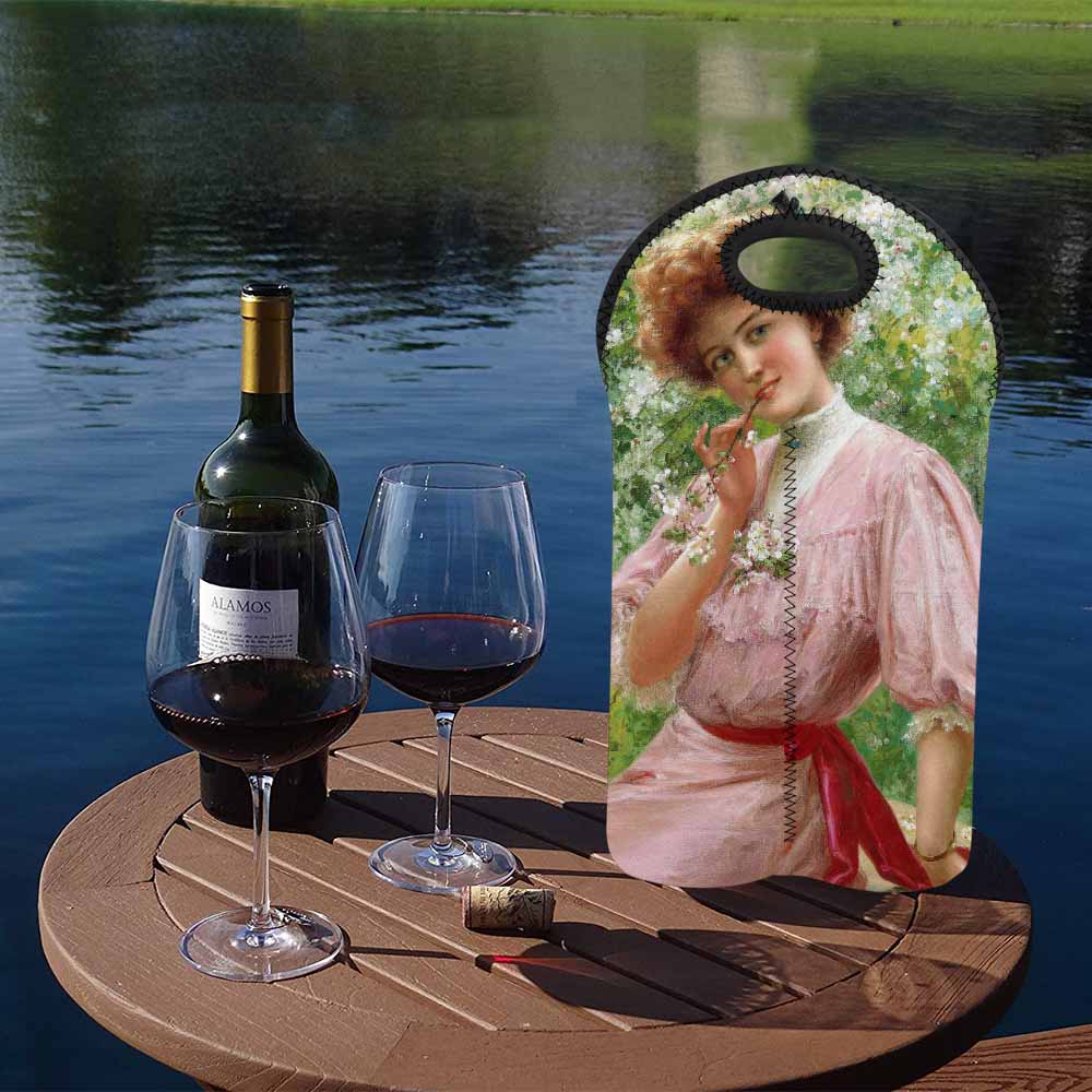 Victorian lady design 2 Bottle wine bag, Pretty In Pink