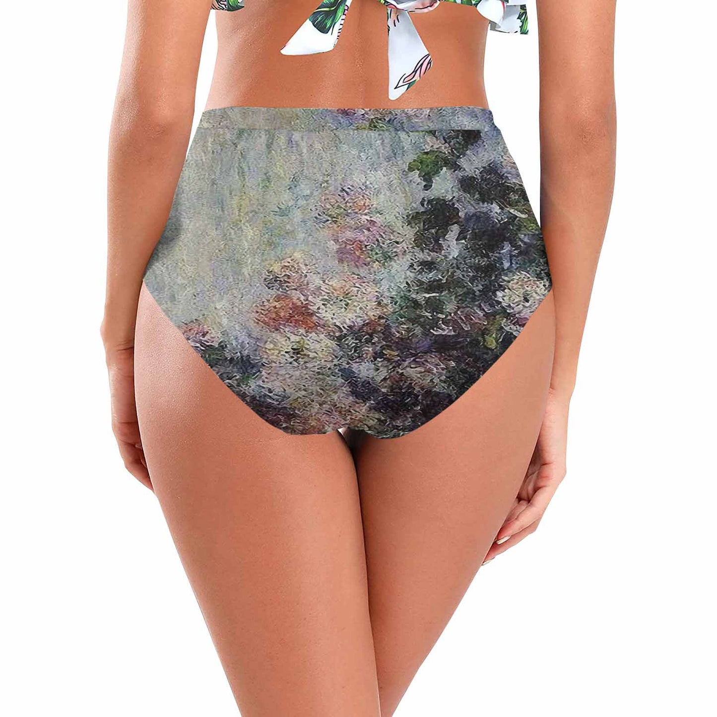Vintage floral High waist bikini bottom, Design 44
