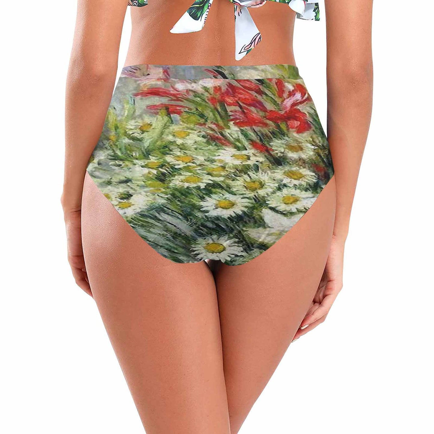 Vintage floral High waist bikini bottom, Design 43