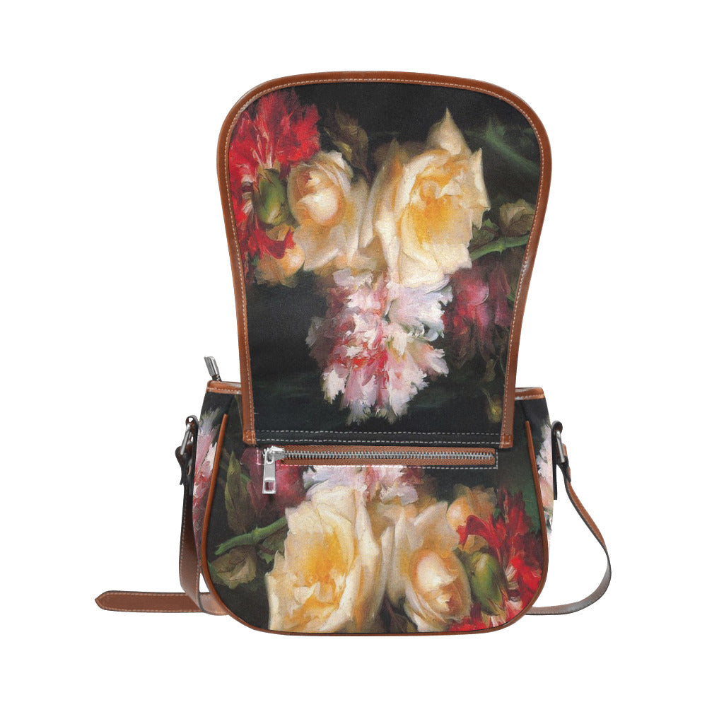Vintage floral handbag, Design 30 Model 1695341 Saddle Bag/Large (Model 1649)