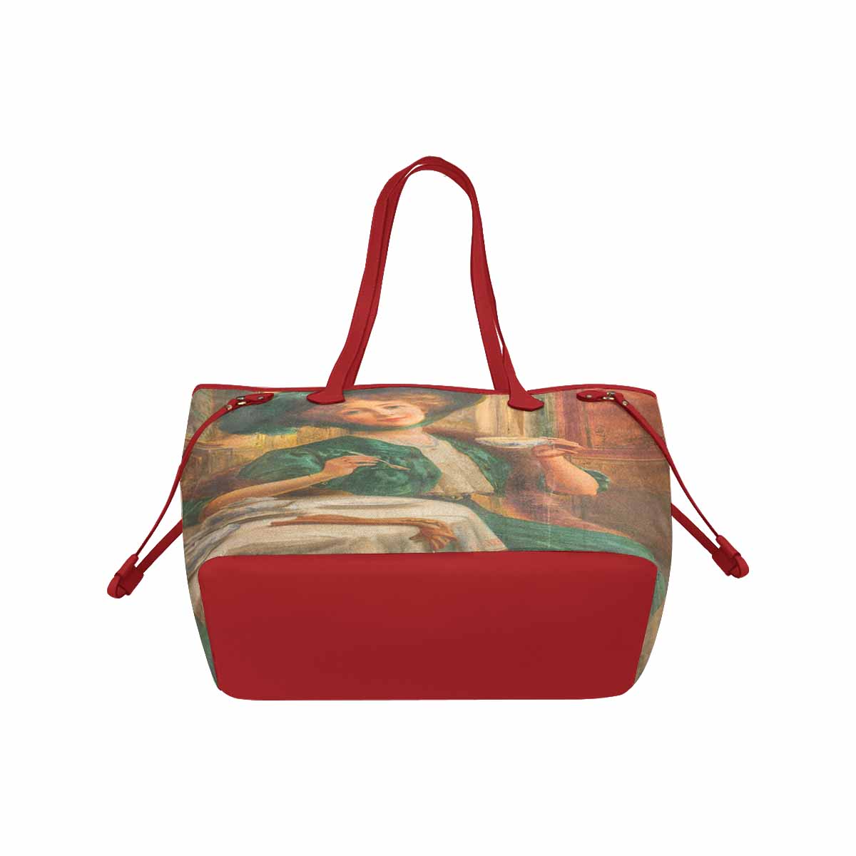 Victorian Lady Design Handbag, Model 1695361, Lady In Green, RED TRIM