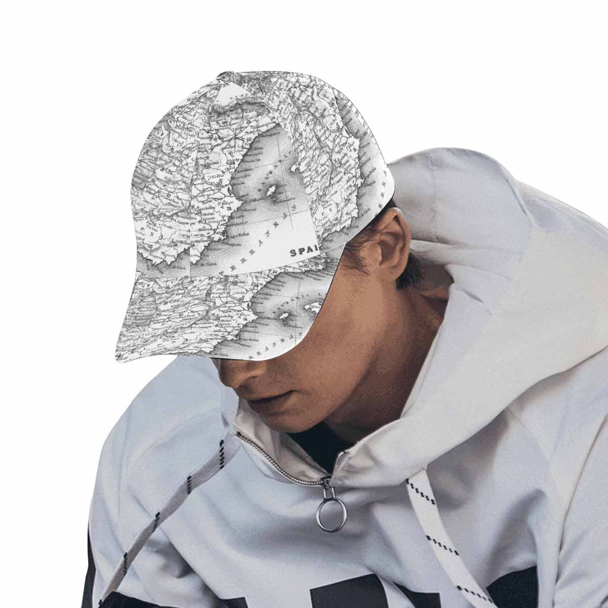 Antique Map design dad cap, trucker hat, Design 14