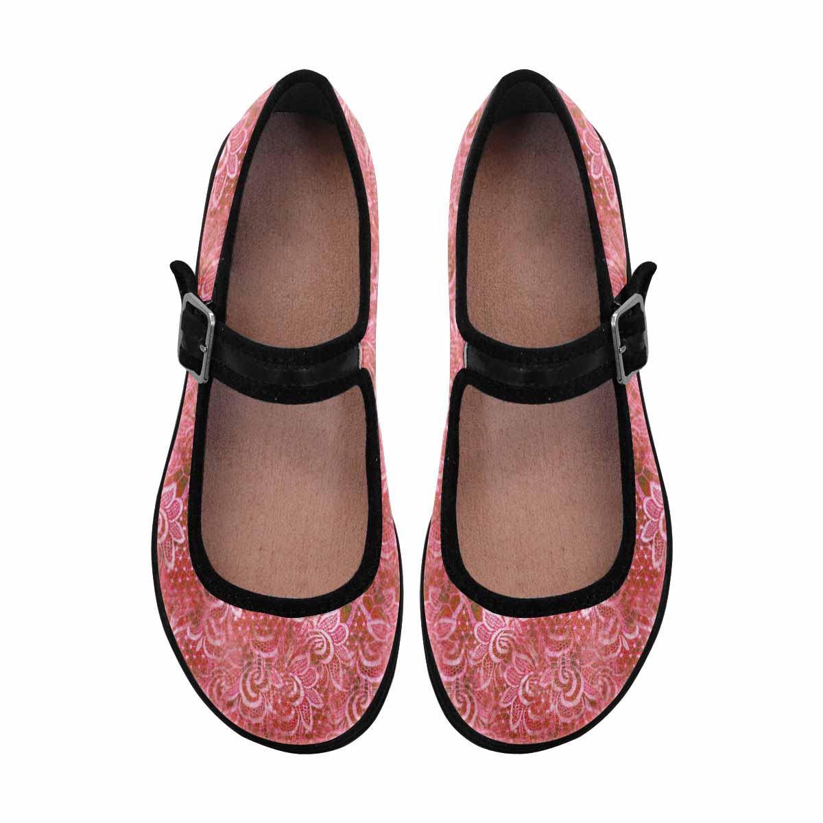 Victorian lace print, cute, vintage style women's Mary Jane shoes, design 33