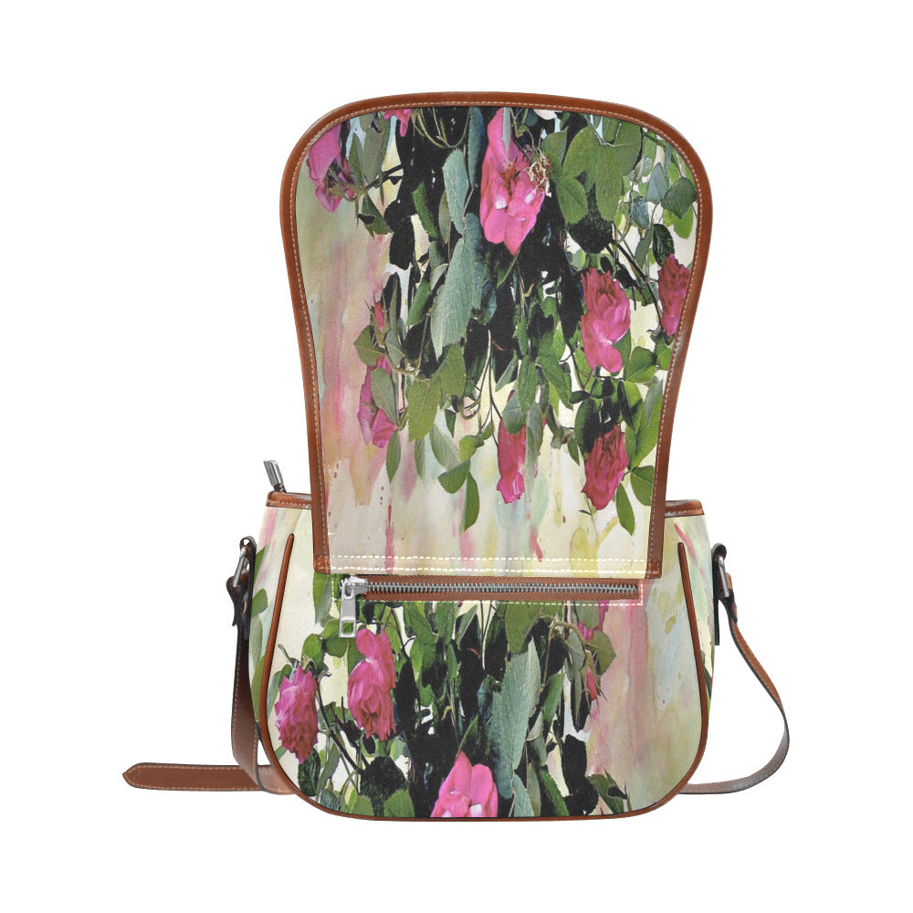 Vintage floral handbag, Design 22 Model 1695341 Saddle Bag/Large (Model 1649)