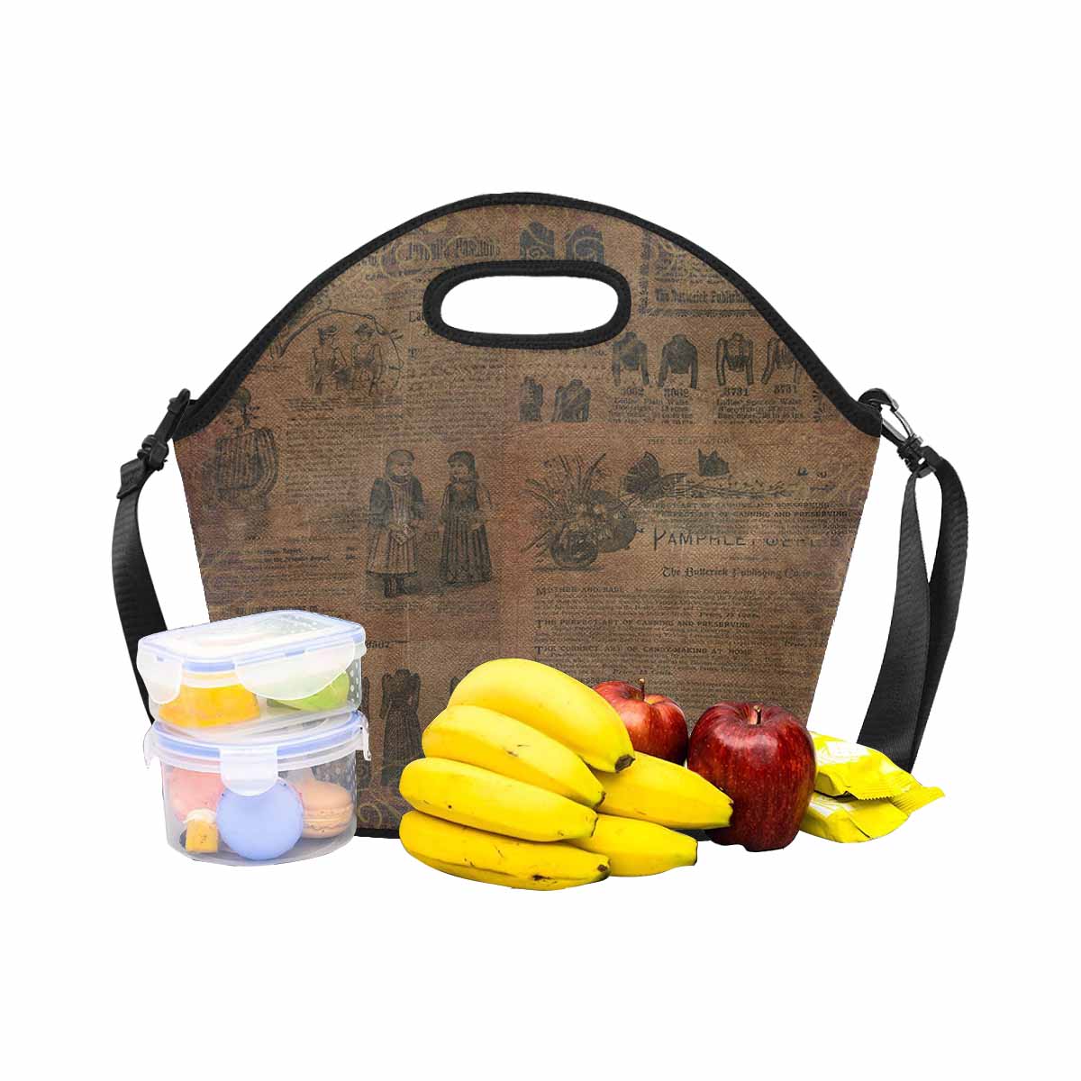 Antique general print, insulated lunch bag, design 39