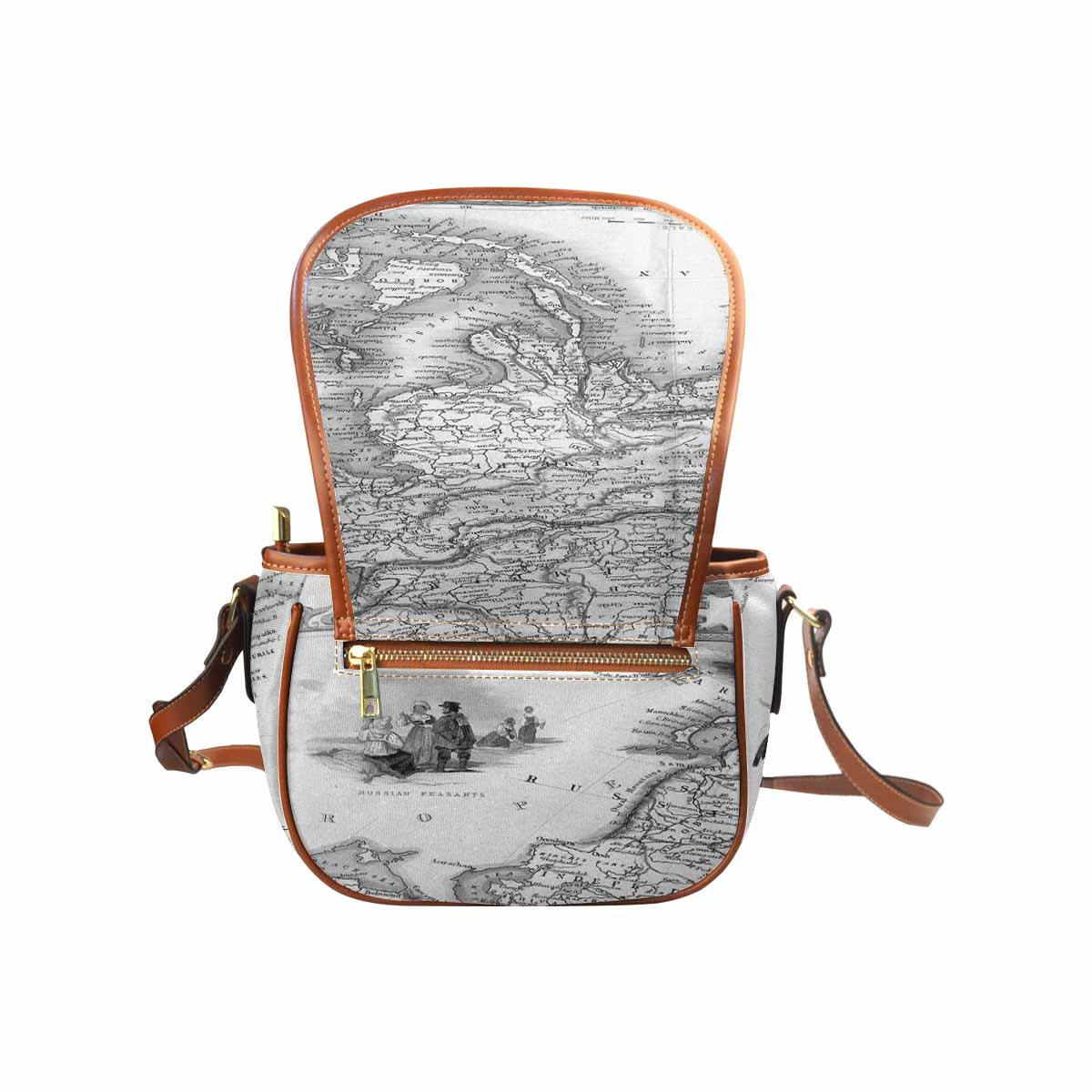 Antique Map design Handbag, saddle bag, Design 35