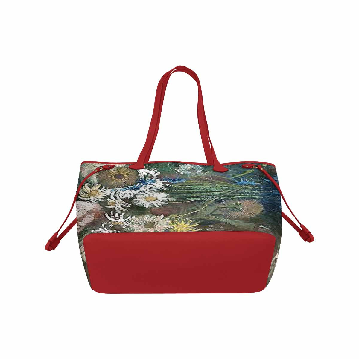 Vintage Floral Handbag, Classic Handbag, Mod 1695361 Design 52 RED TRIM