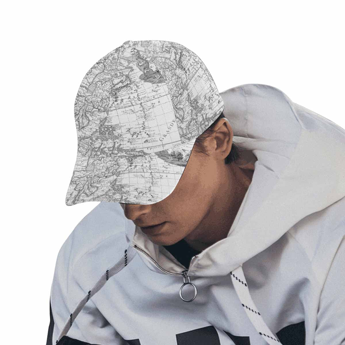 Antique Map design dad cap, trucker hat, Design 8