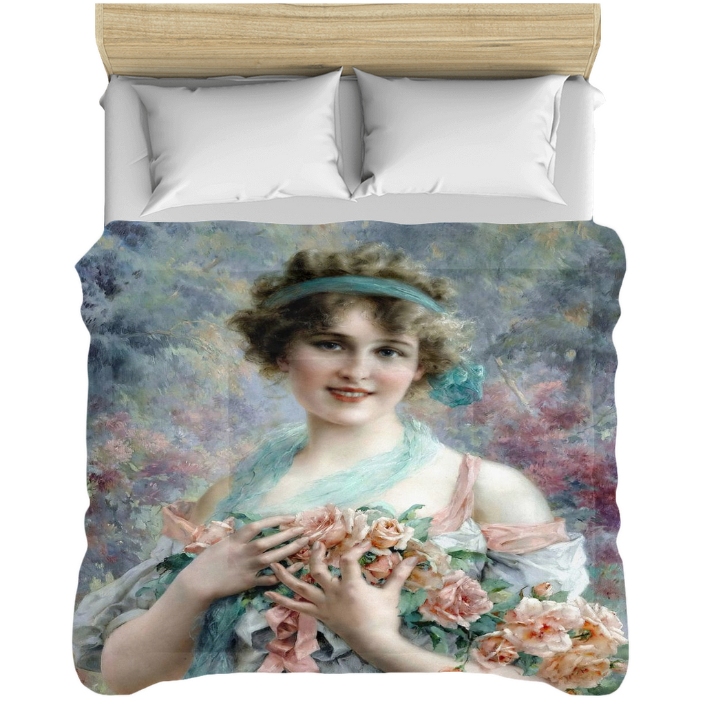Victorian lady design comforter, twin, twin XL, queen or king, The Rose Girl