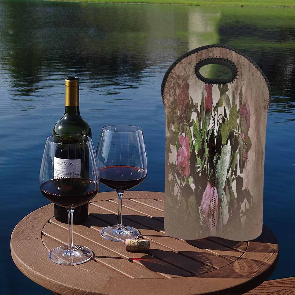 Vintage floral 2 bottle wine bag, Design 22x