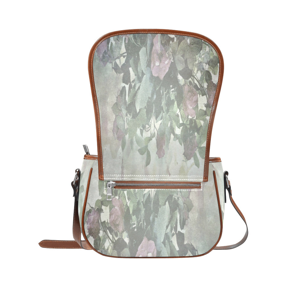 Vintage floral handbag, Design 23 Model 1695341 Saddle Bag/Large (Model 1649)