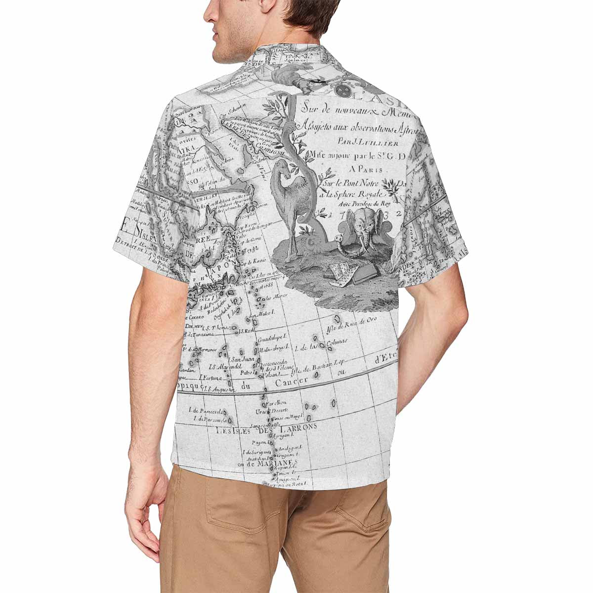 Antique Map design Hawaiian mens shirt, Design 8