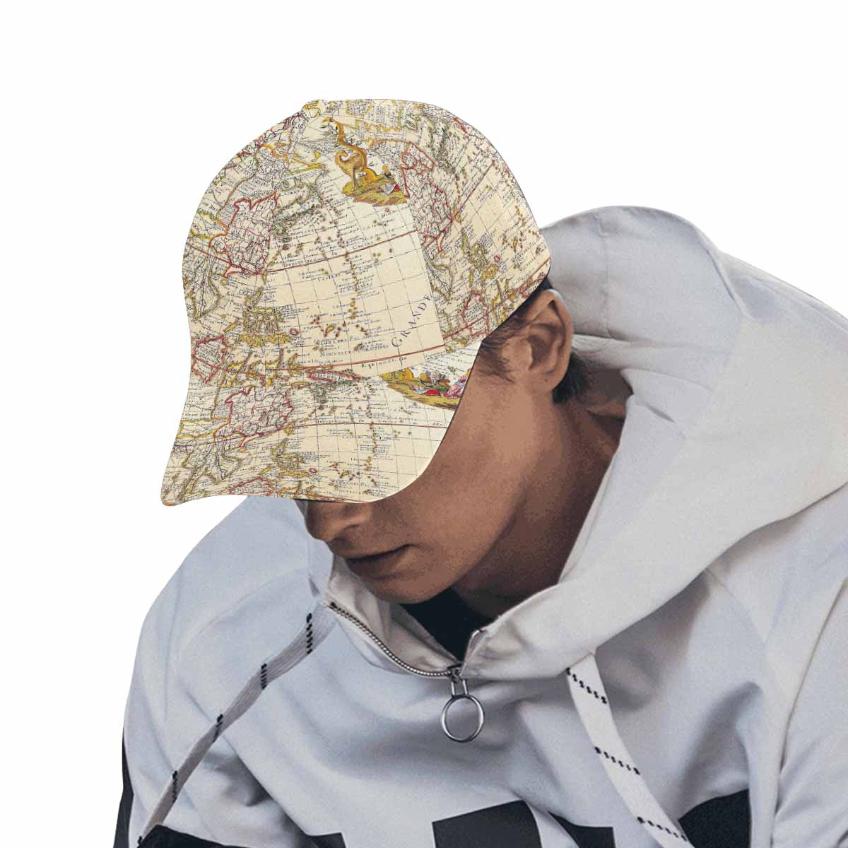 Antique Map design dad cap, trucker hat, Design 10