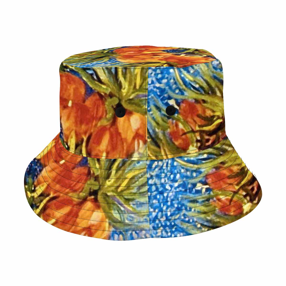 Vintage floral unisex bucket boonie Hat, outdoors hat, Design 42