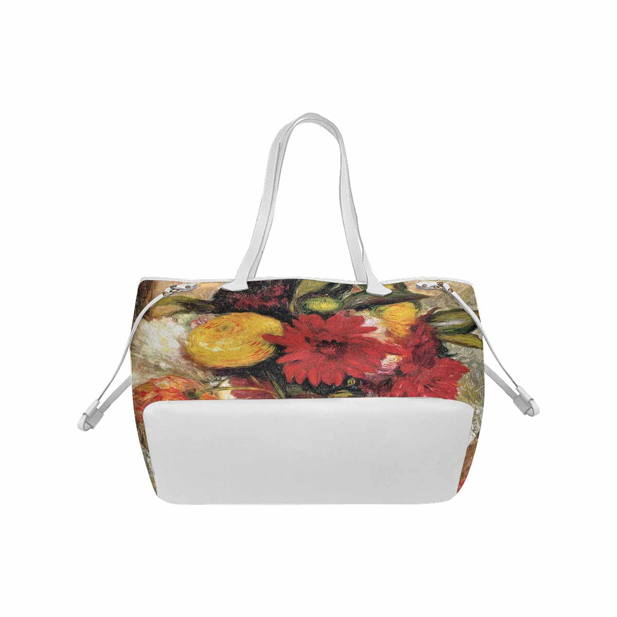 Vintage Floral Handbag, Classic Handbag, Mod 1695361 Design 25, WHITE TRIM