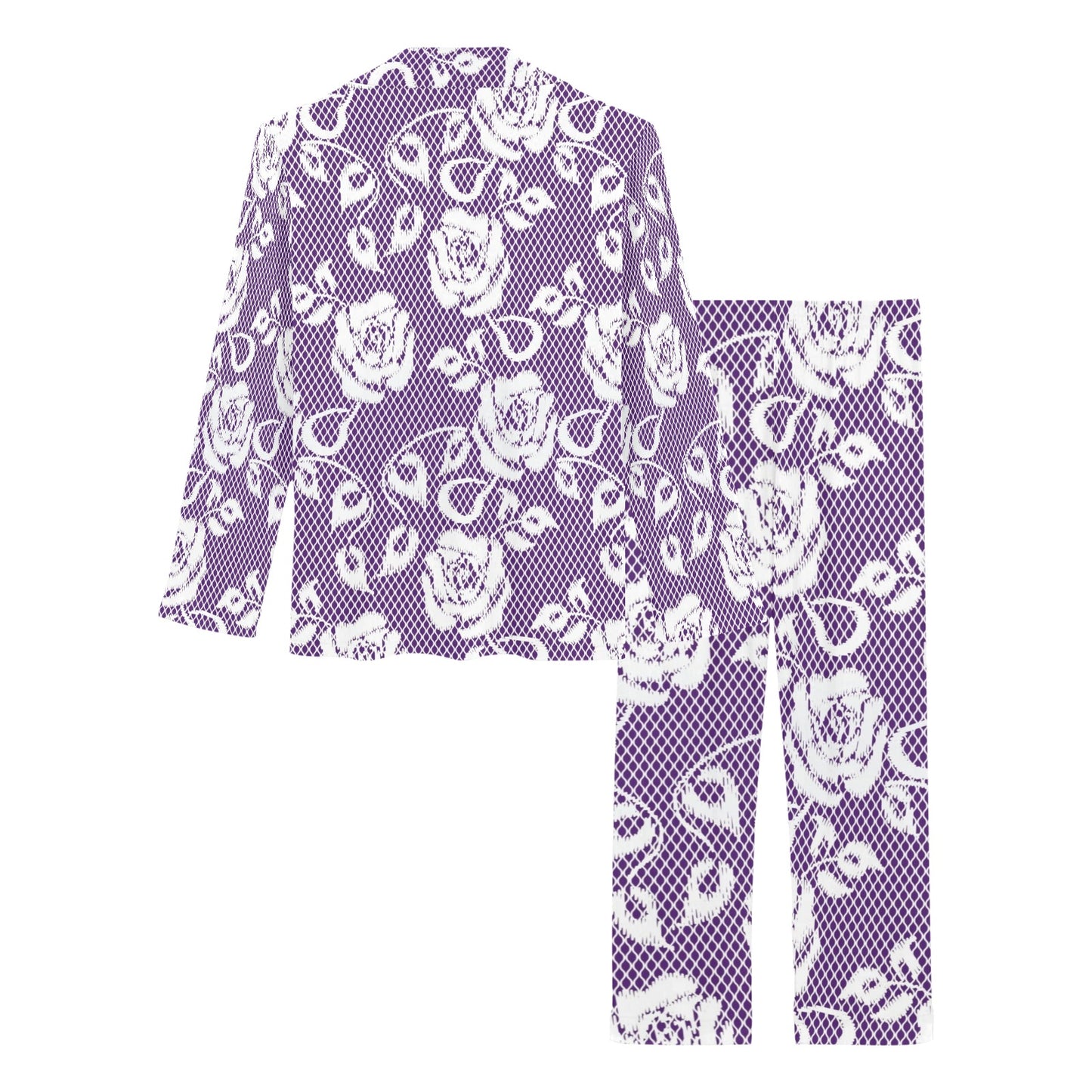 Victorian printed lace pajama set, design 18 Women's Long Pajama Set (Sets 02)