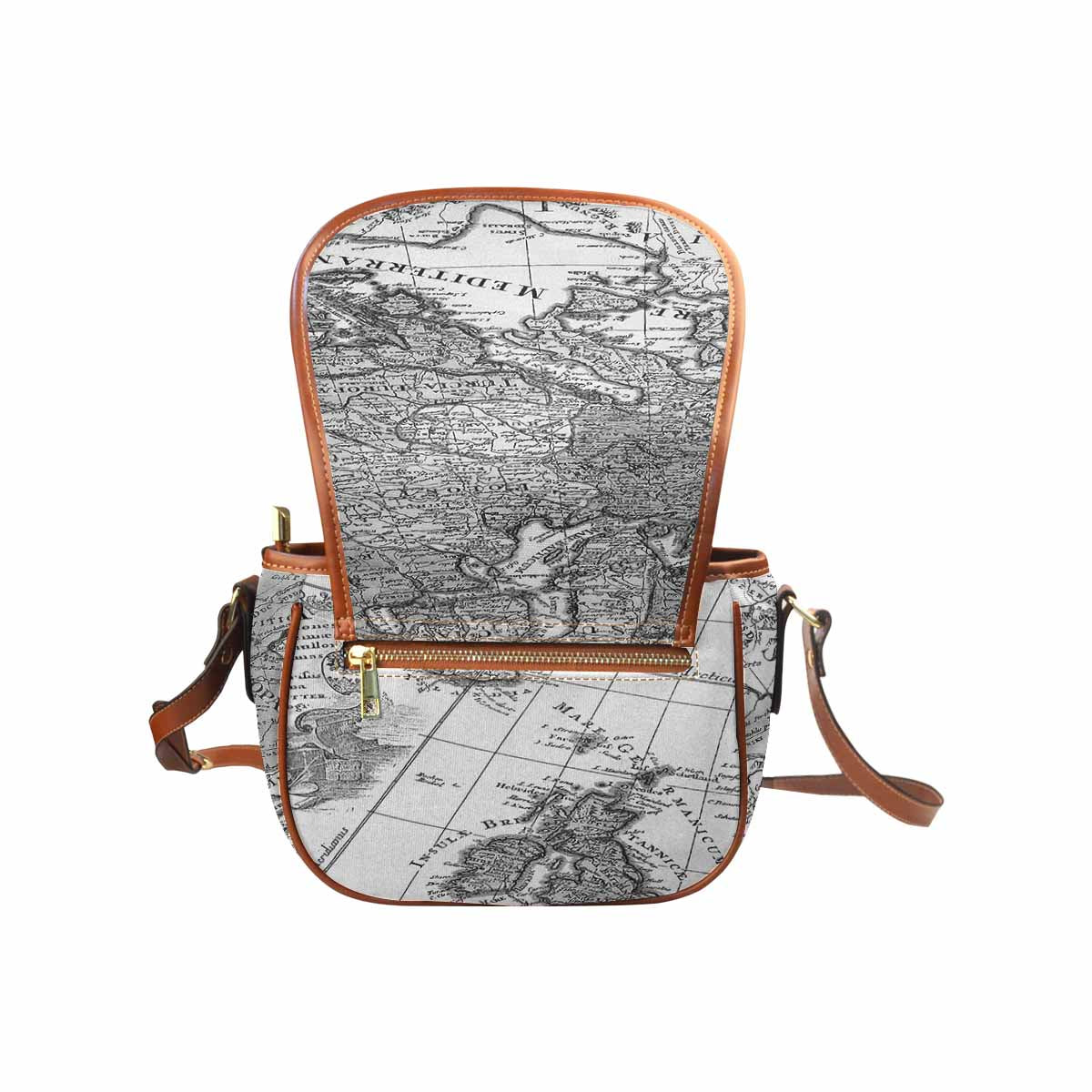 Antique Map design Handbag, saddle bag, Design 41