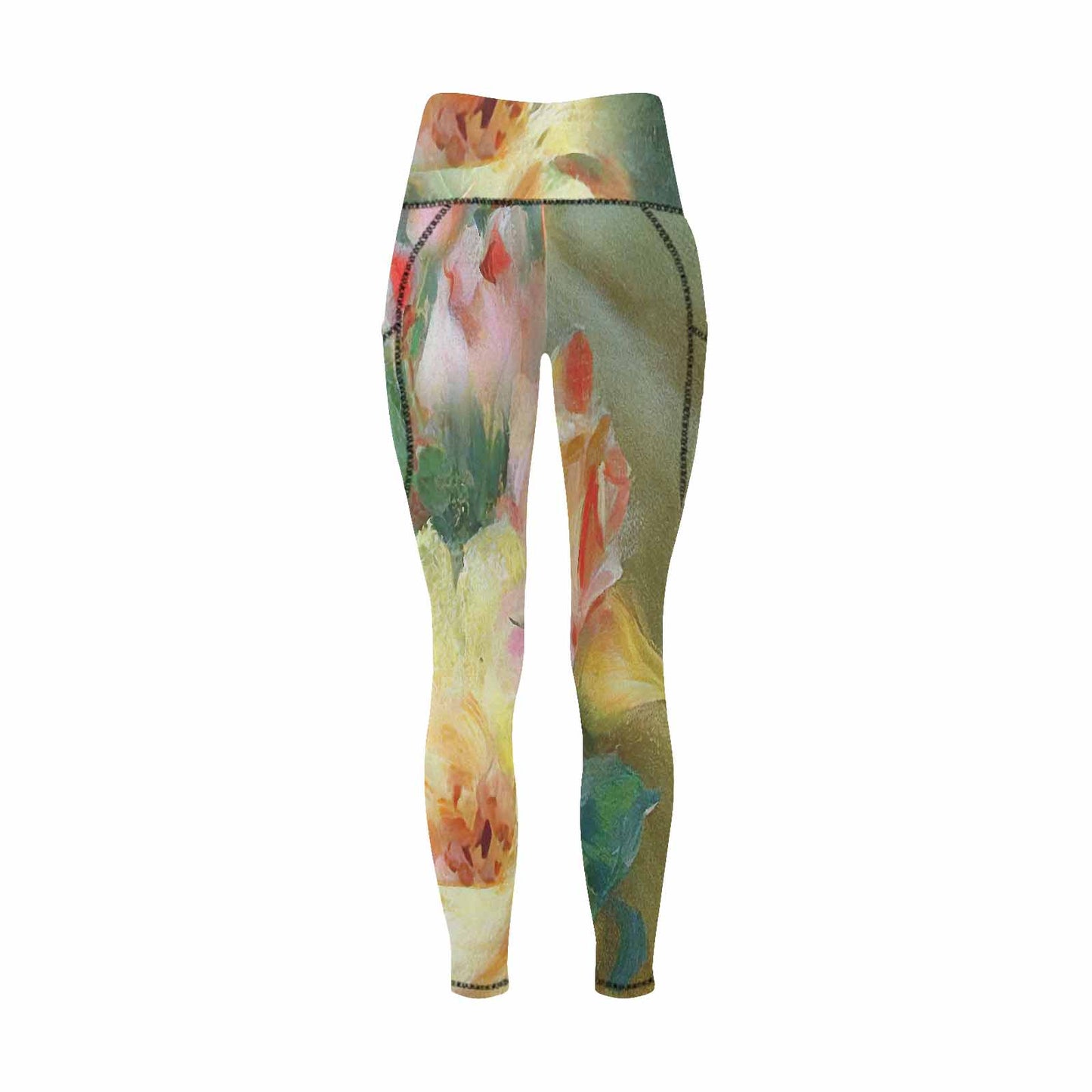 Floral 2, active wear leggings, outside surge, design 56