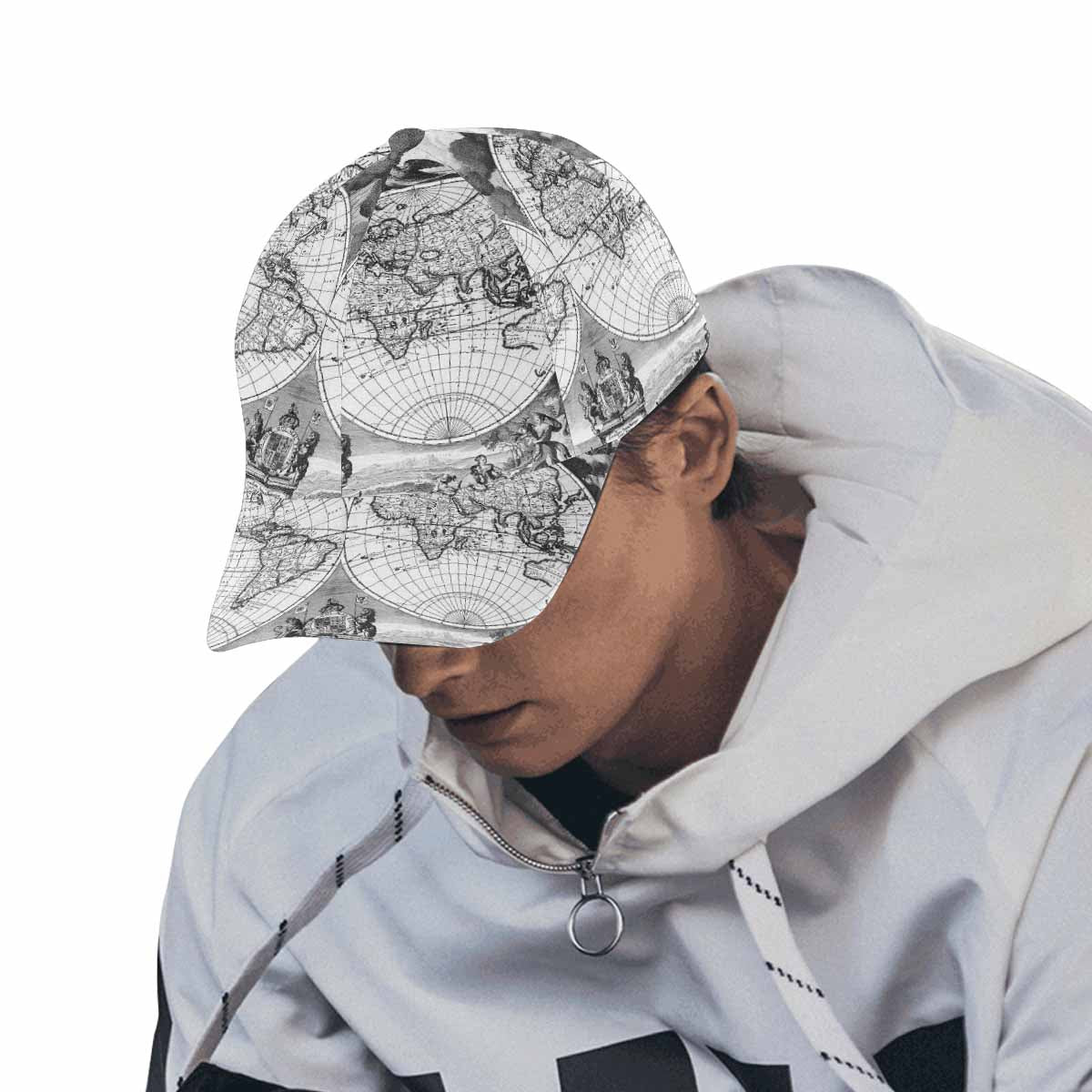 Antique Map design dad cap, trucker hat, Design 17