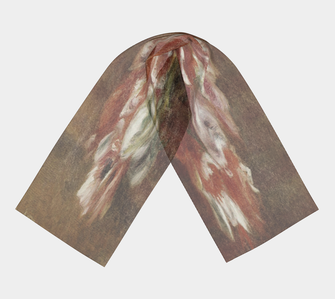 Vintage floral RECTANGLE satin charmeuse scarf, Design 15