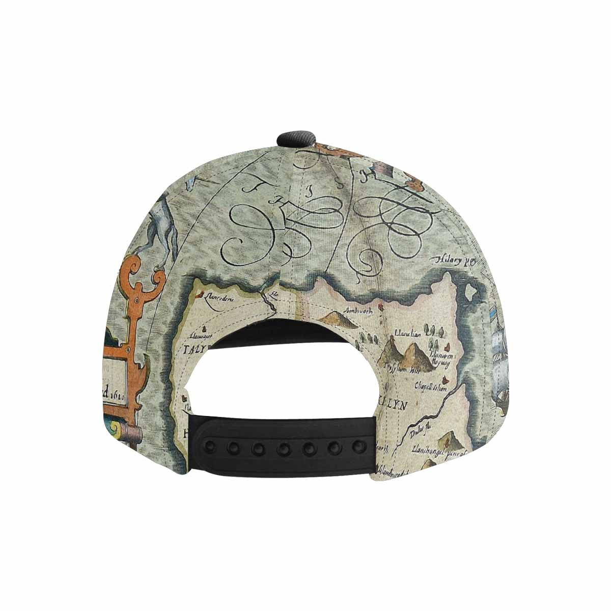 Antique Map design mens or womens deep snapback cap, trucker hat, Design 13