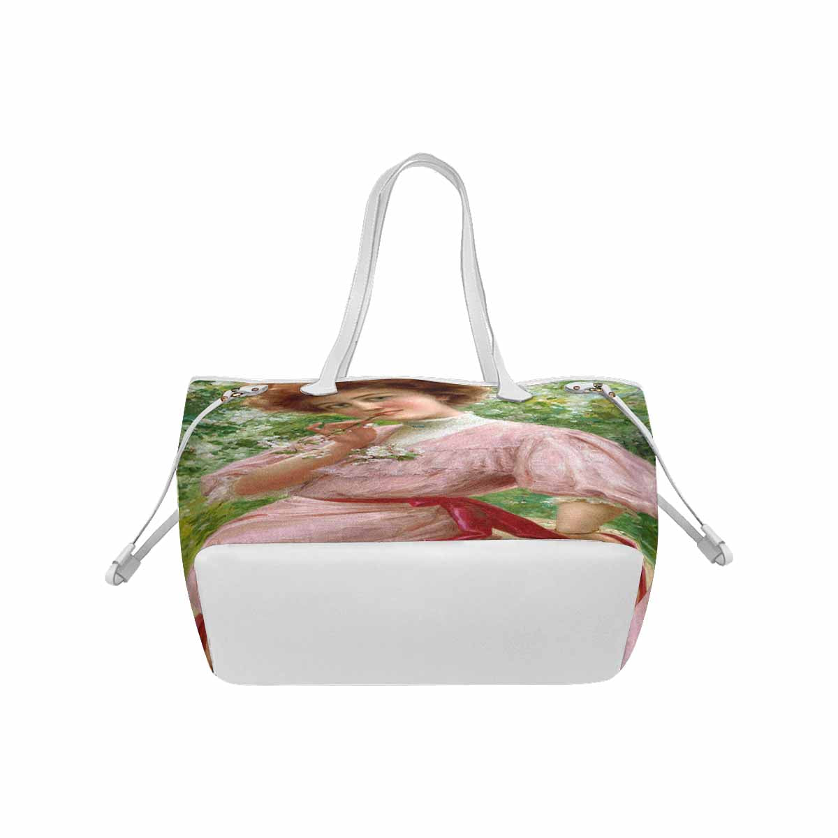 Victorian Lady Design Handbag, Model 1695361, Pretty In Pink, WHITE TRIM