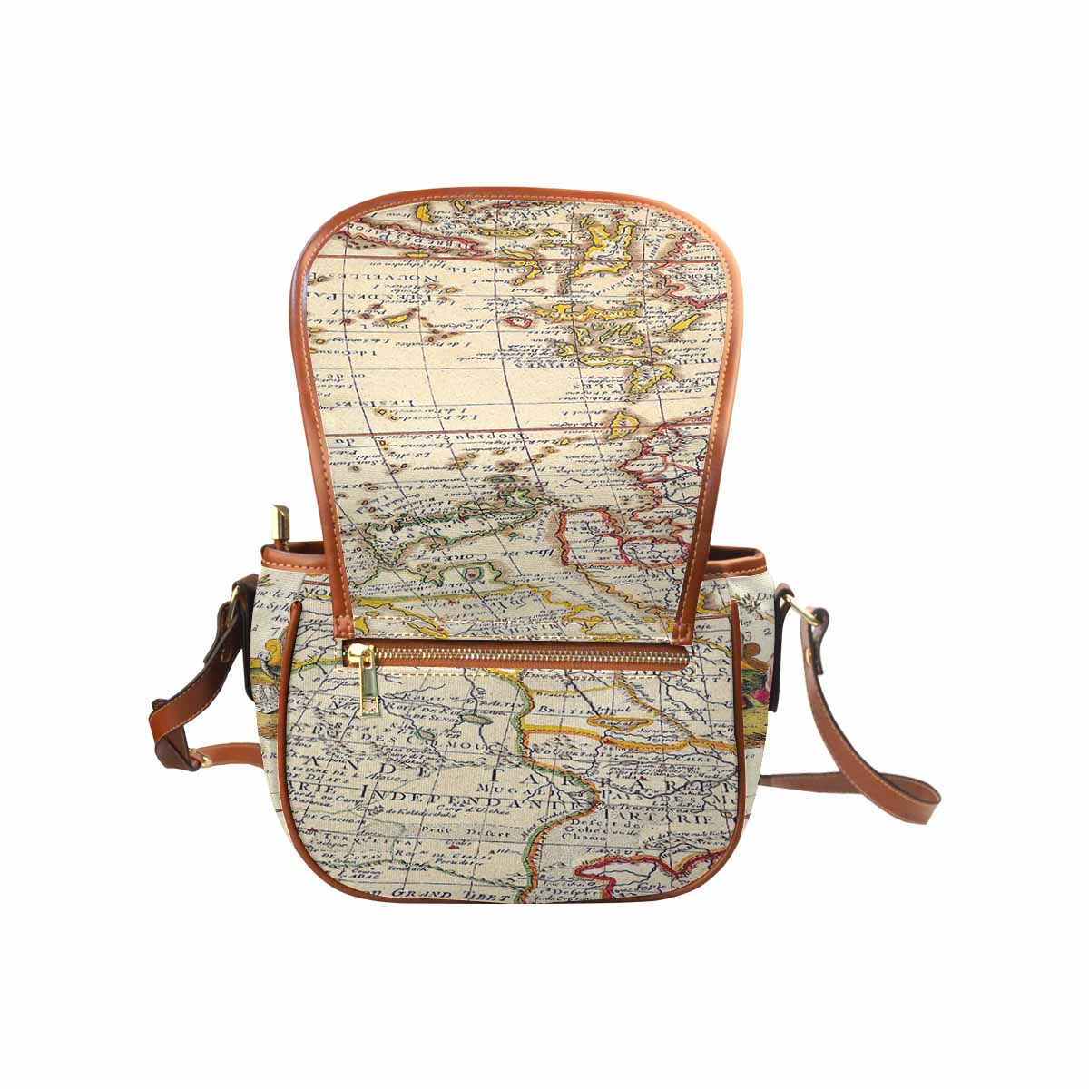 Antique Map design Handbag, saddle bag, Design 10