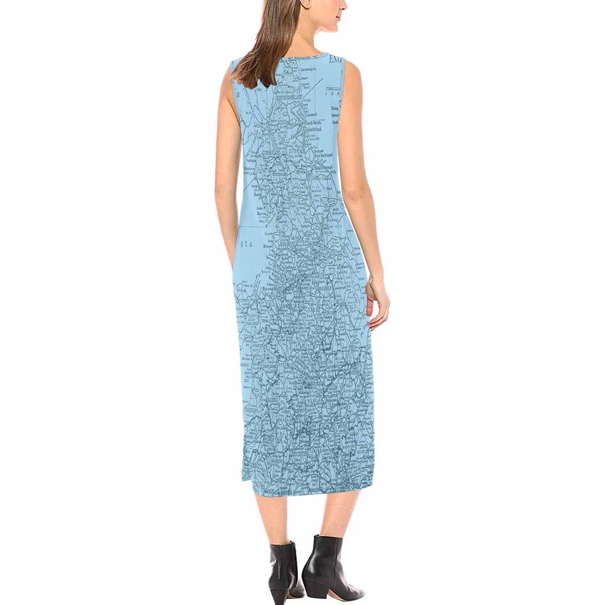 Antique Map chic long dress, Design 46