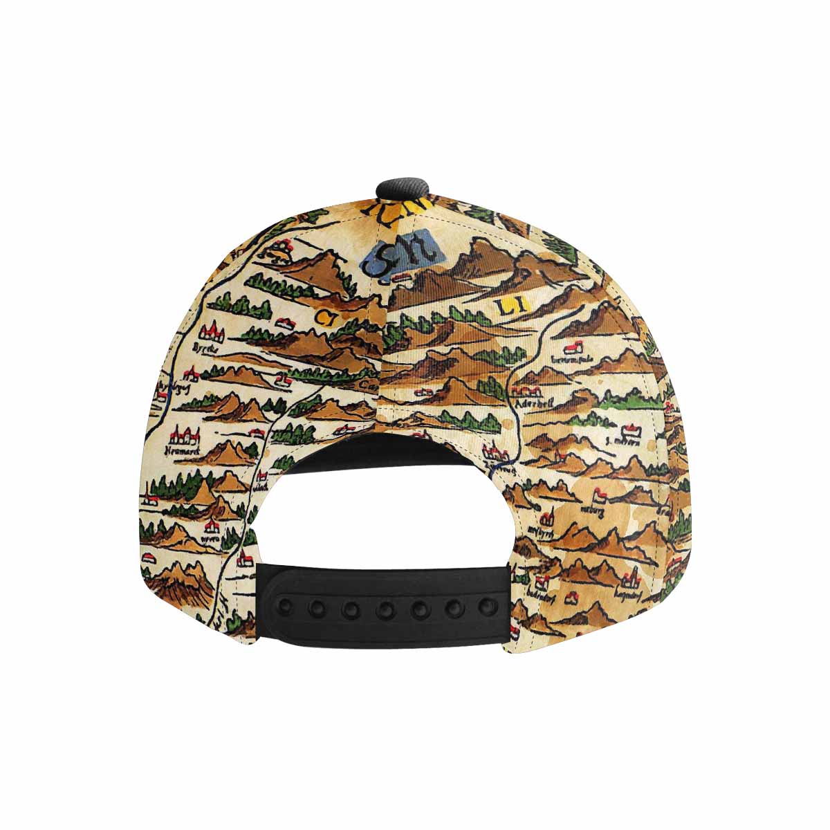 Antique Map design mens or womens deep snapback cap, trucker hat, Design 48