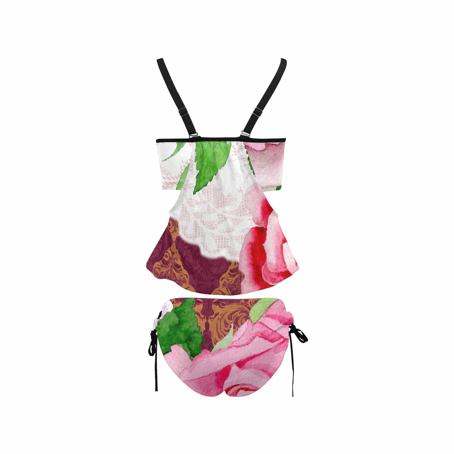 Tankini cover belly swim wear, Printed Victorian lace design 19