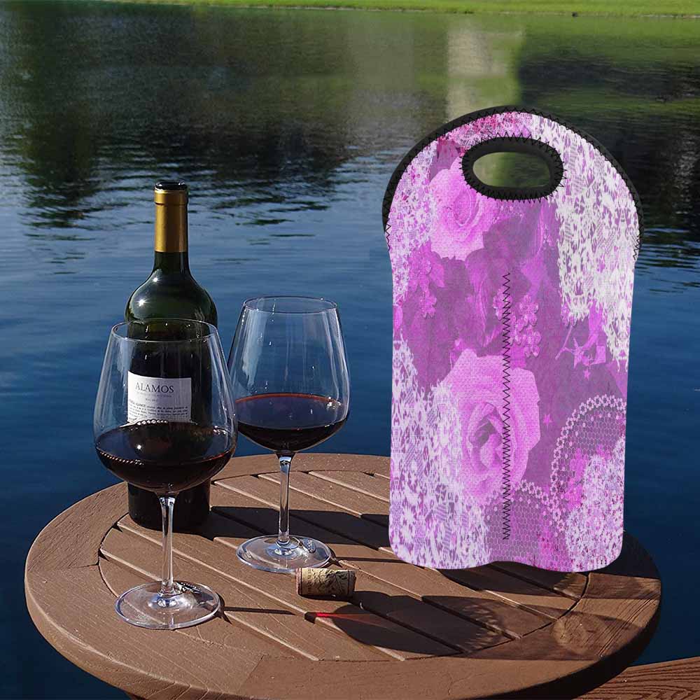 2 Bottle Victorian lace print wine bag, Design 03