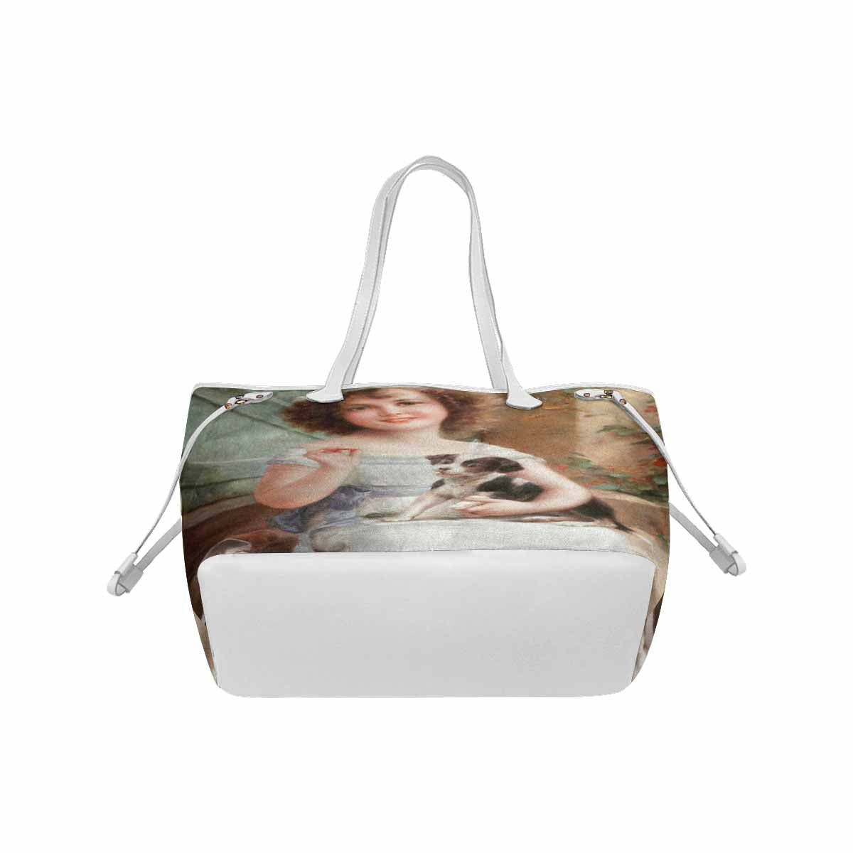 Victorian Girl Design Handbag, Model 1695361, Waiting For The Vet, WHITE TRIM