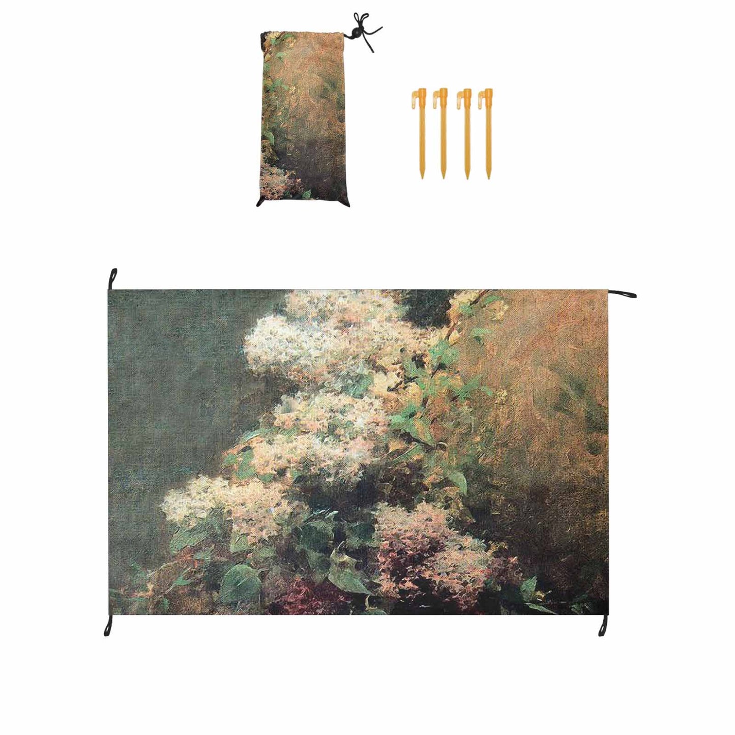 Vintage Floral waterproof picnic mat, 81 x 55in, Design 34