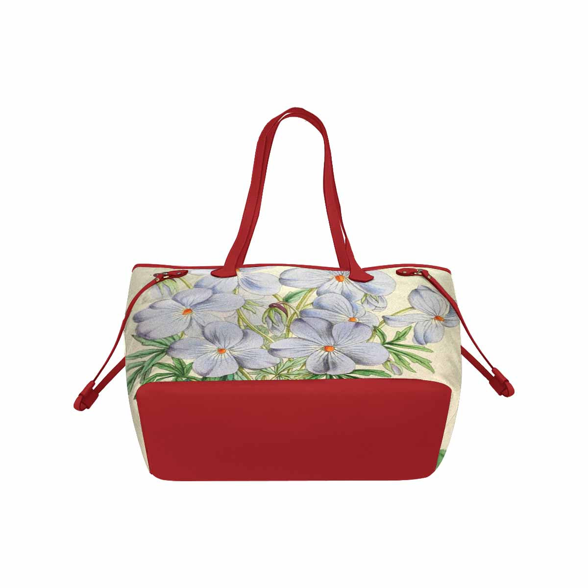 Vintage Floral Handbag, Classic Handbag, Mod 1695361 Design 13, RED TRIM