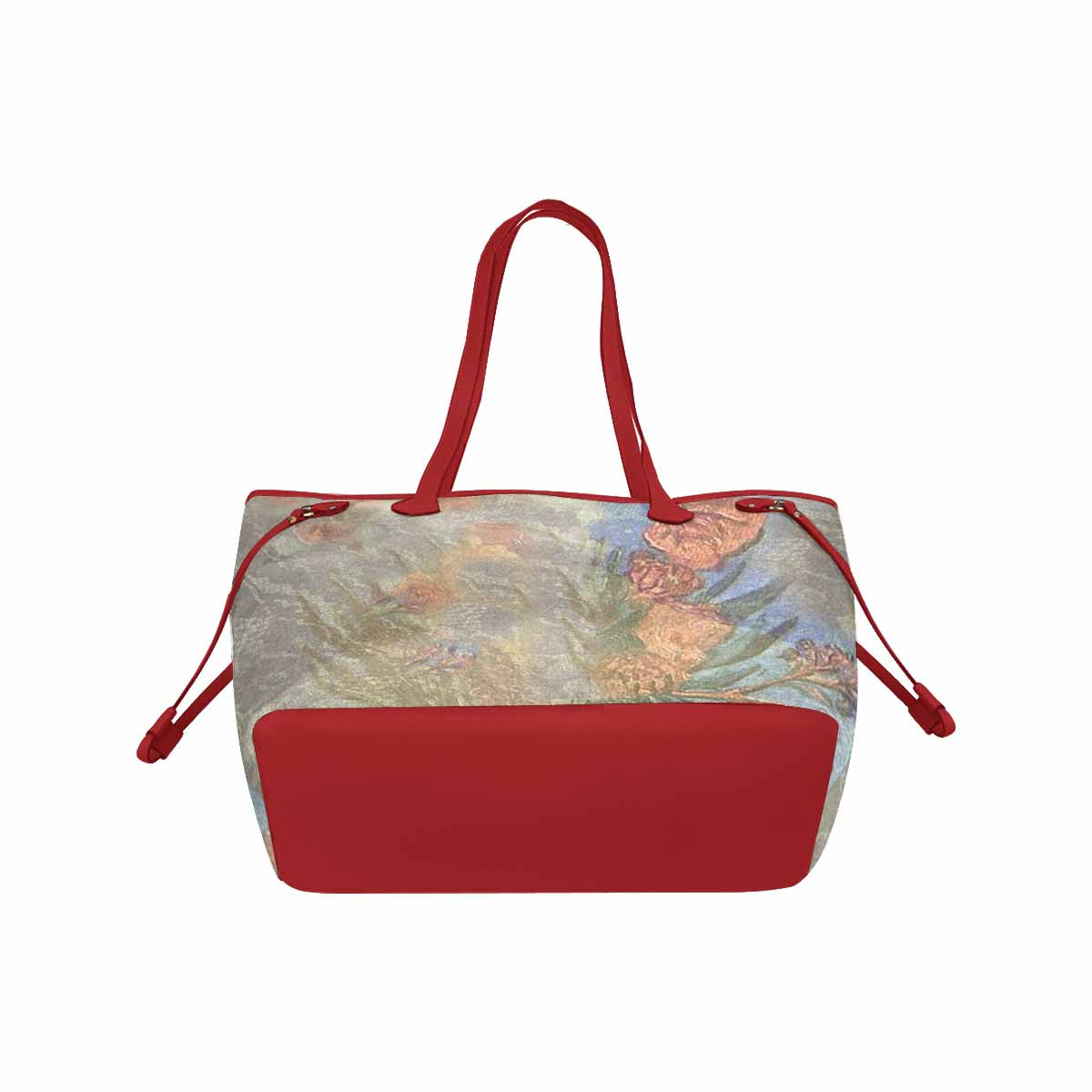 Vintage Floral Handbag, Classic Handbag, Mod 1695361, Design 50x RED TRIM