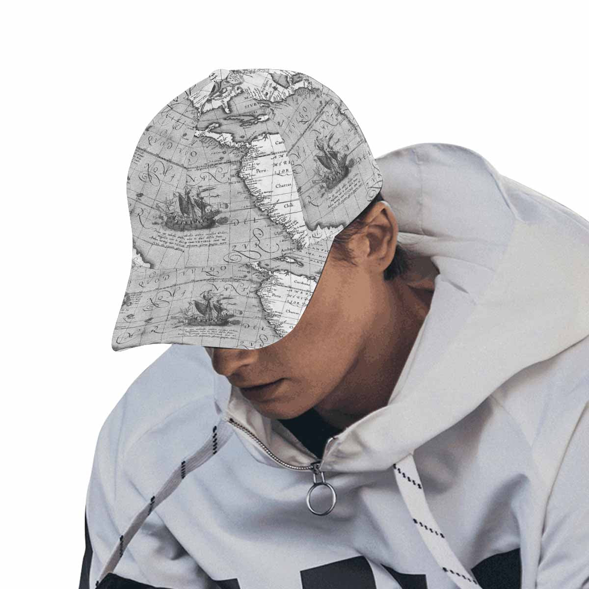 Antique Map design dad cap, trucker hat, Design 44