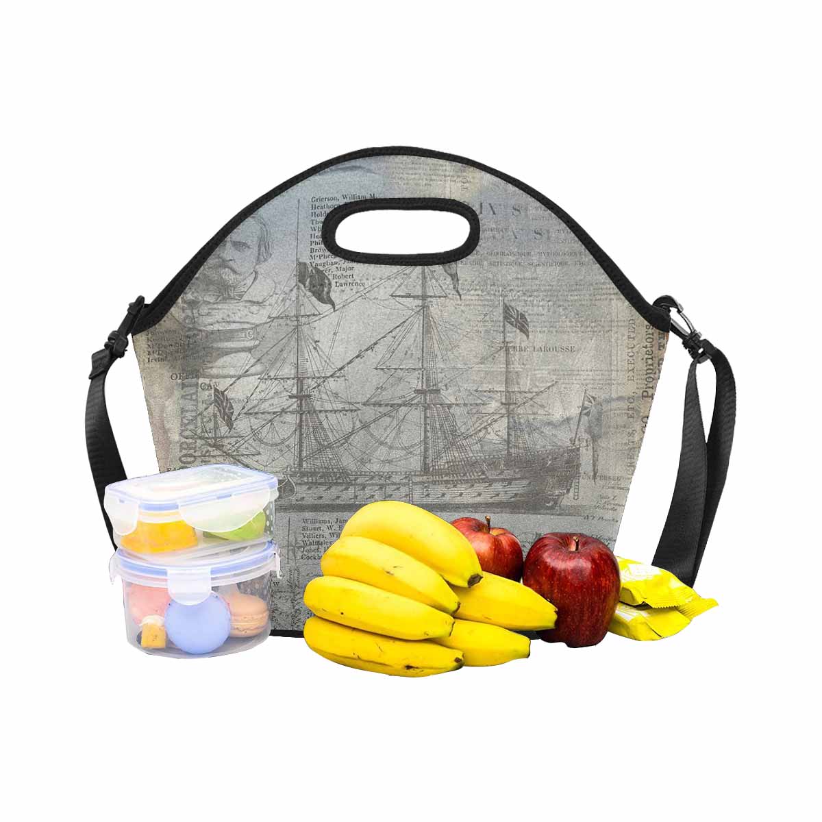 Antique general print, insulated lunch bag, design 33