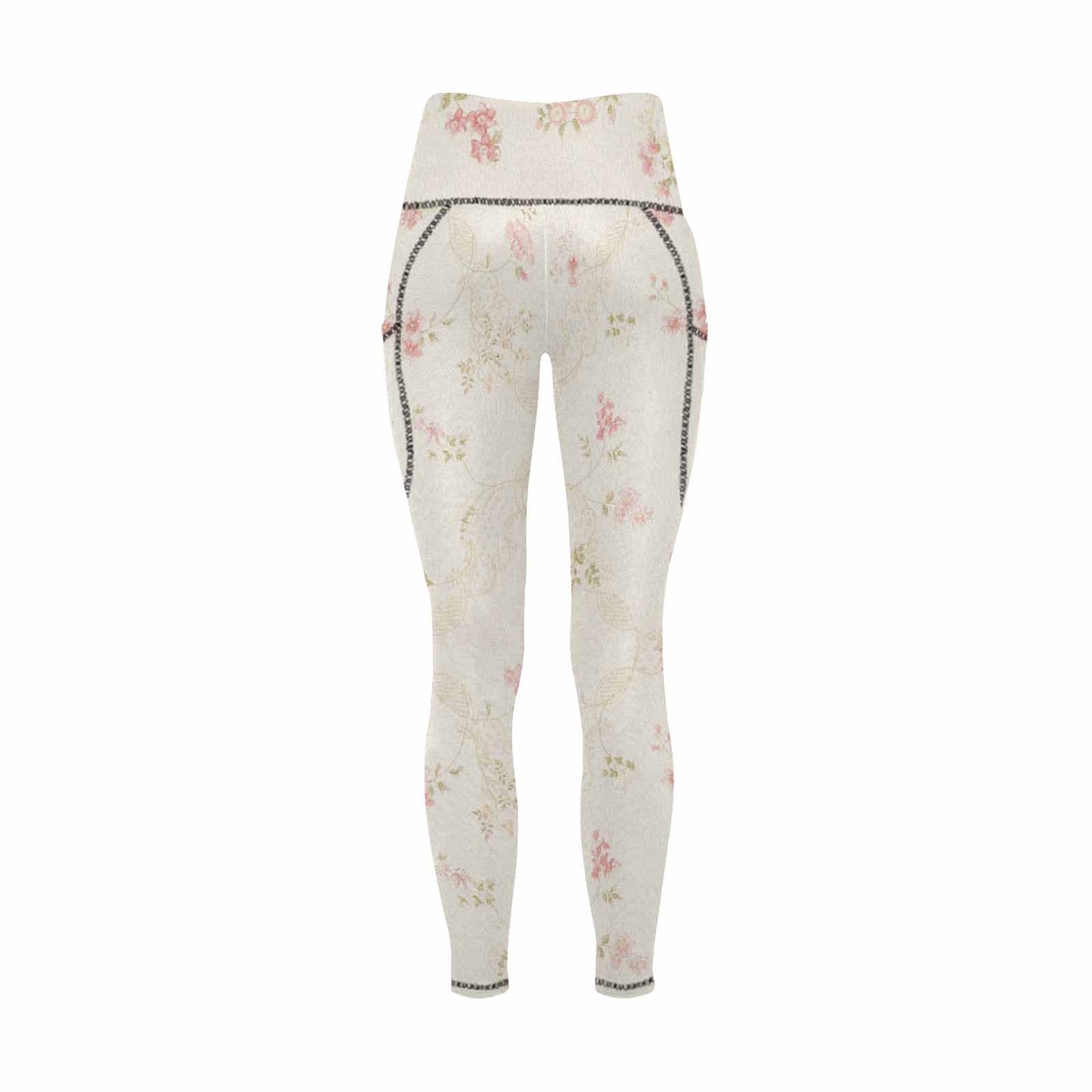 Floral 2, active wear leggings, outside surge, design 03