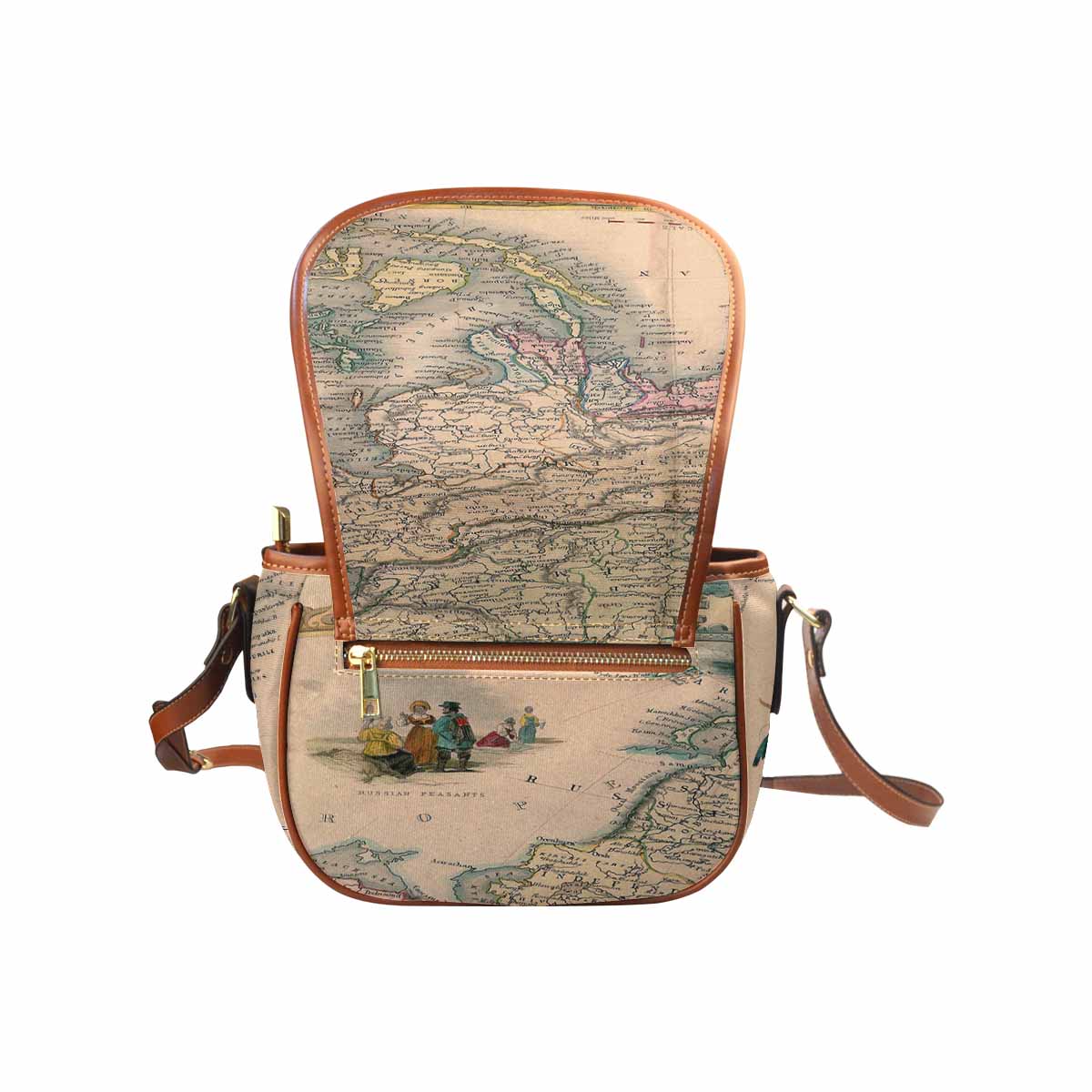 Antique Map design Handbag, saddle bag, Design 37