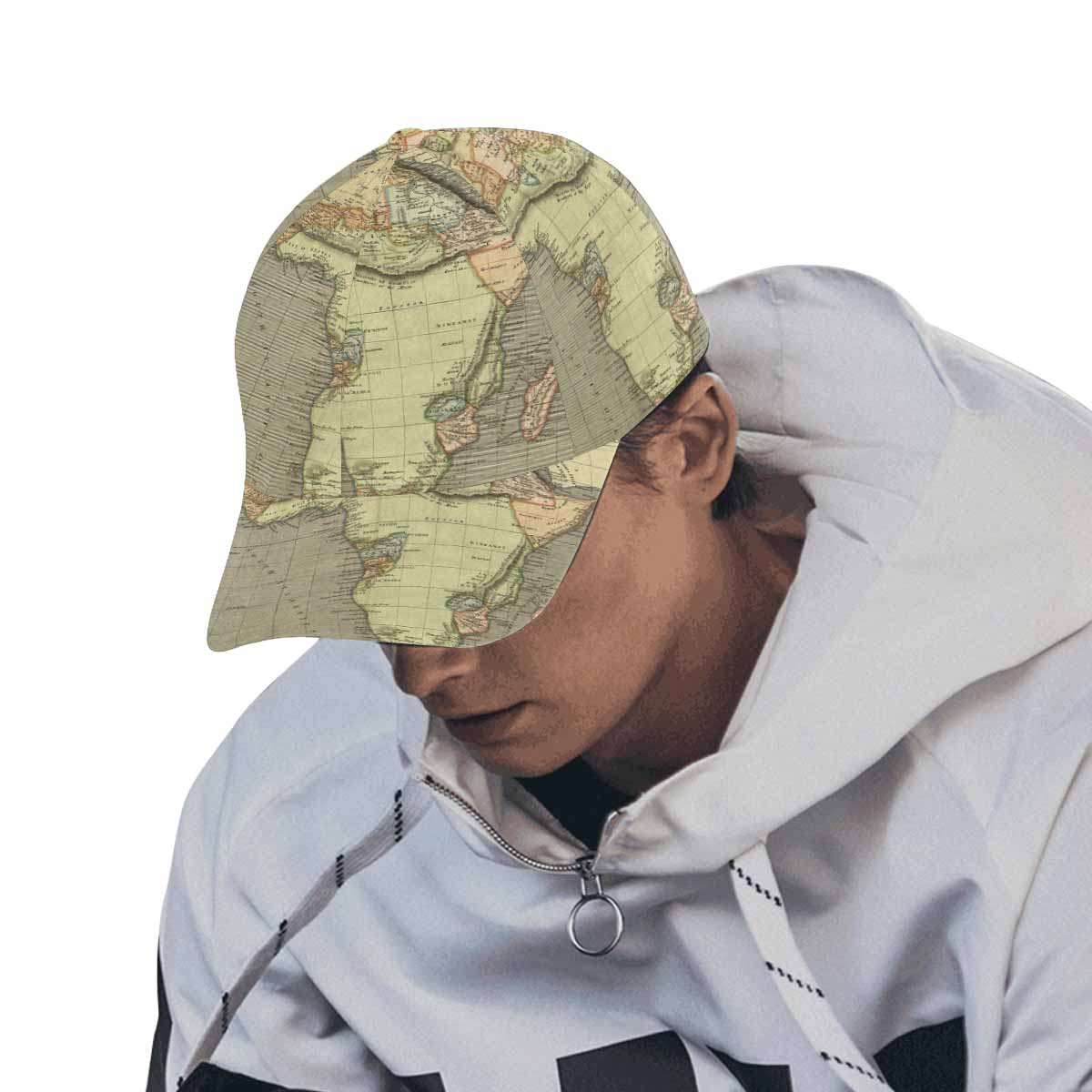 Antique Map design dad cap, trucker hat, Design 4