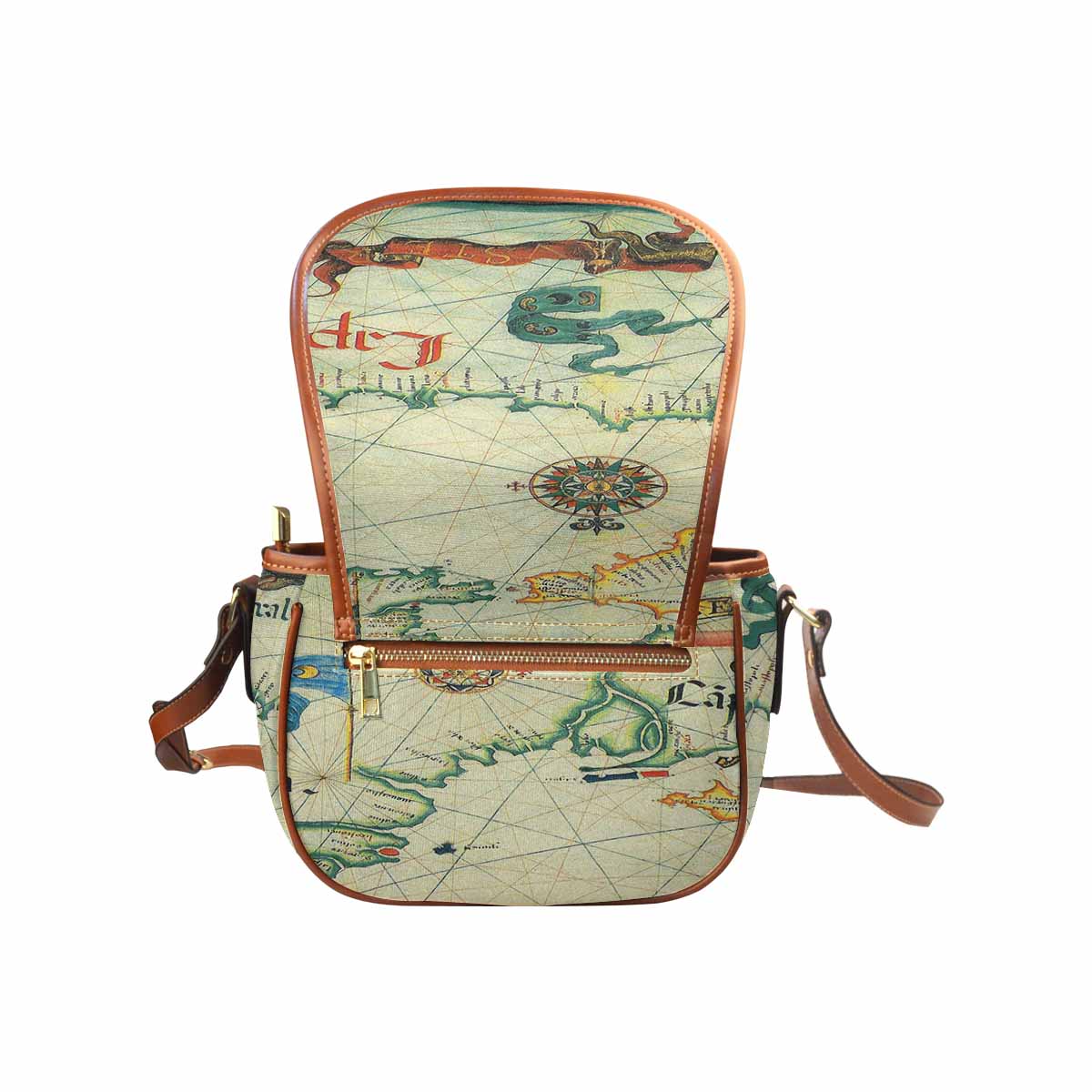 Antique Map design Handbag, saddle bag, Design 33