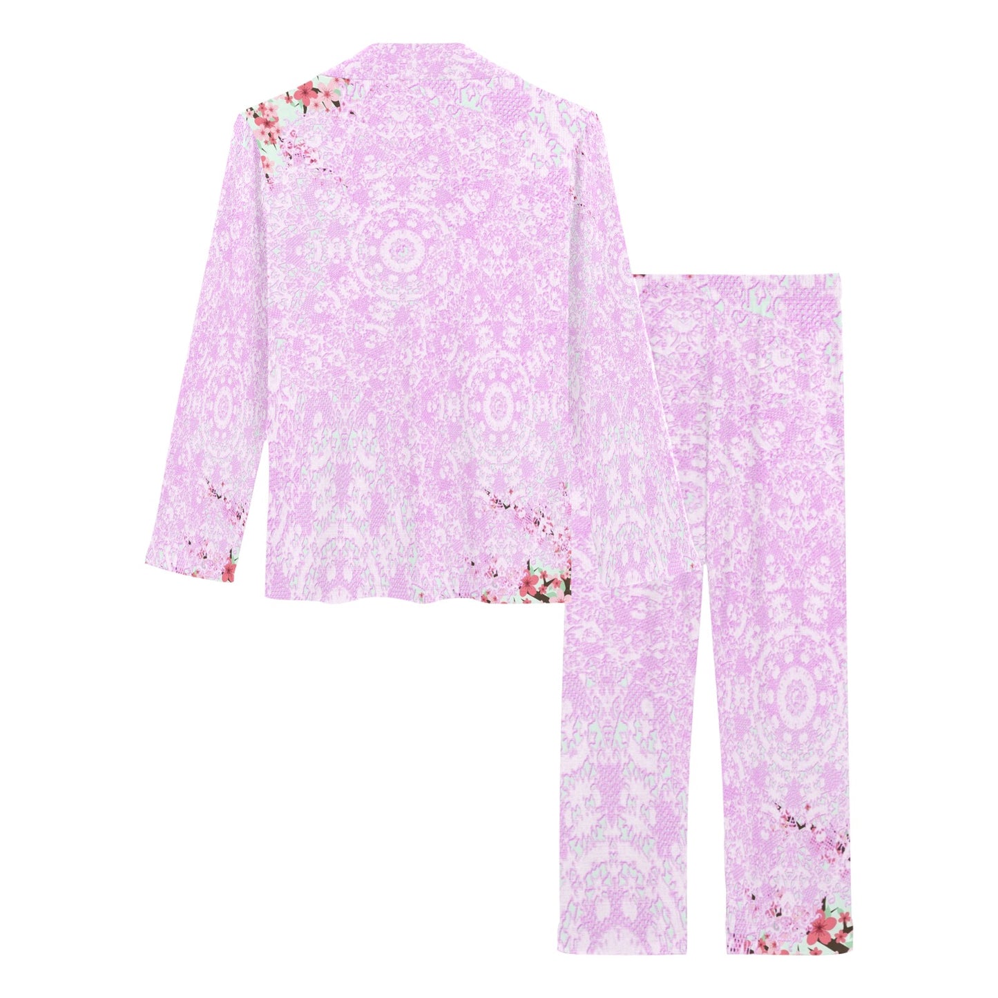 Victorian printed lace pajama set, design 09 Women's Long Pajama Set (Sets 02)