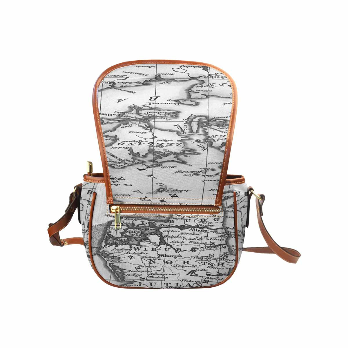 Antique Map design Handbag, saddle bag, Design 32