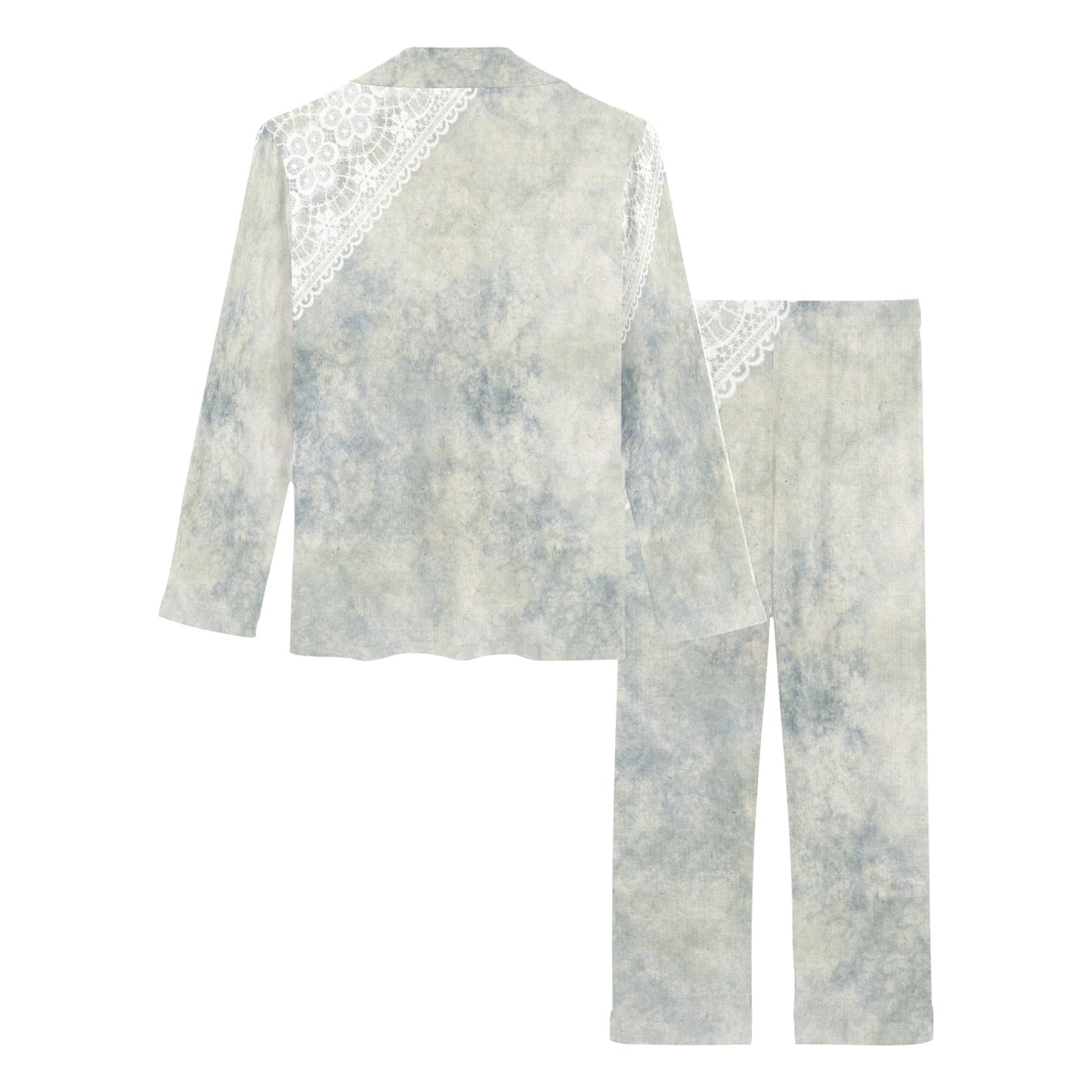 Victorian printed lace pajama set, design 36 Women's Long Pajama Set (Sets 02)