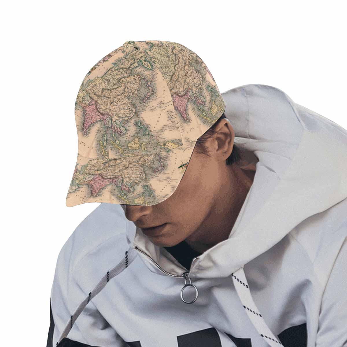 Antique Map design dad cap, trucker hat, Design 37